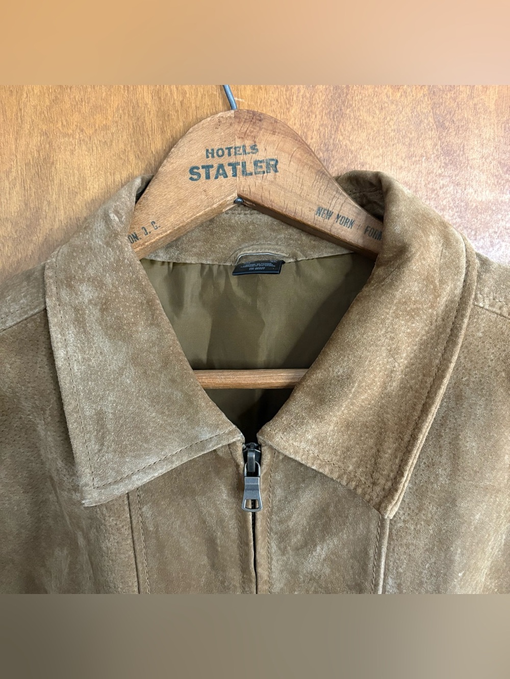 Vintage Tan Brown Suede Leather Zip Up Jacket XL Country Western Rodeo Festival - Picture 6 of 14